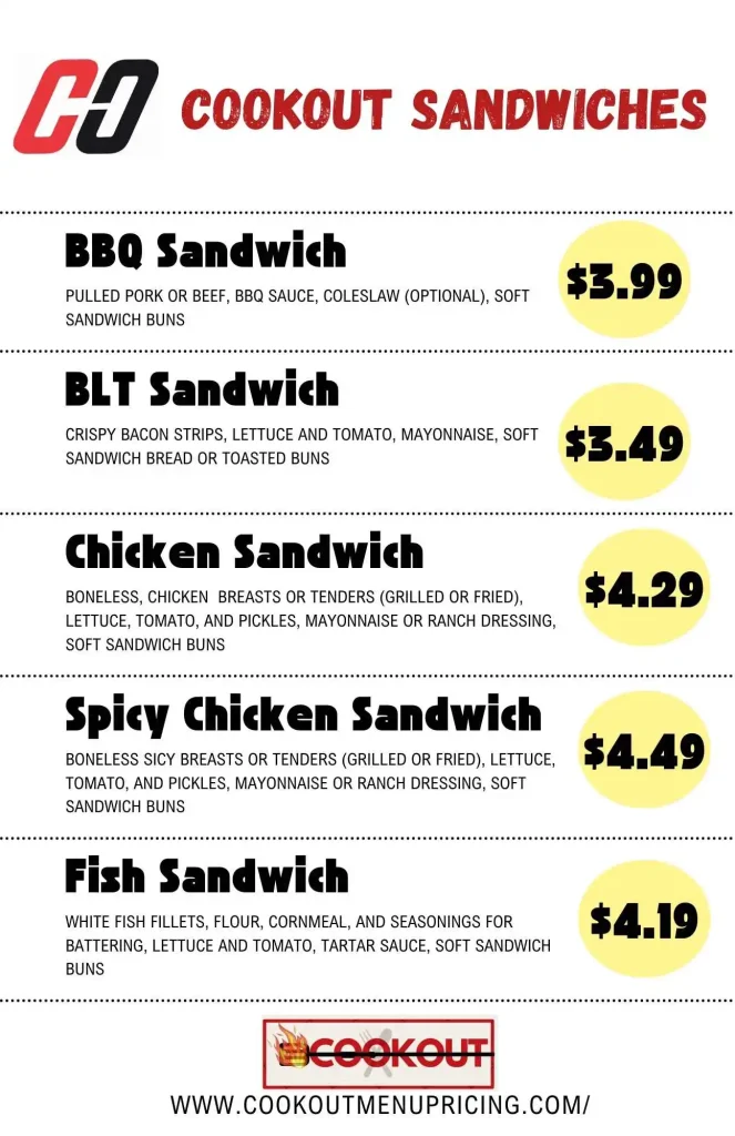Cookout Sandwich Menu